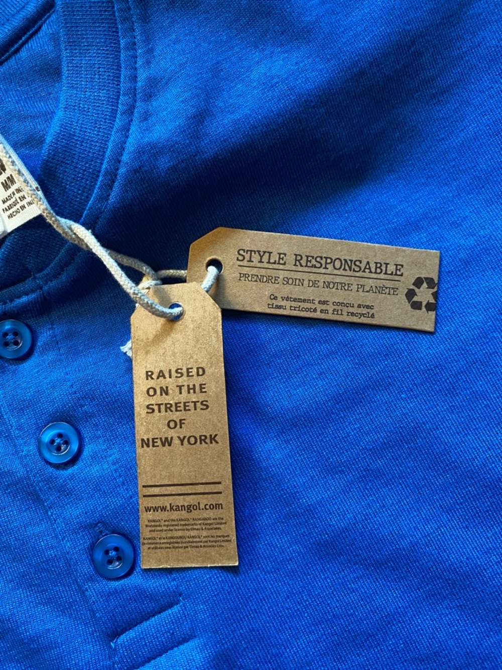 🆕 Kangol 3 button Henley T shirt Royal Blue Medium